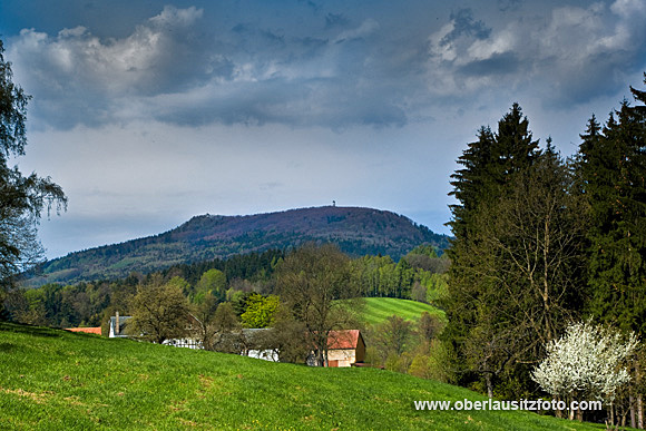 Foto von Peter Hennig PIXELWERKSTATT Der Hochwald, zweithöchster Berg im Zittauer Gebirge, davor Häuser von Lückendorf