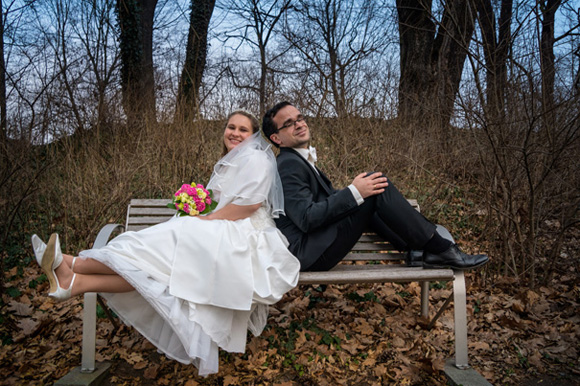 Foto Hochzeit Brautpaar Parkpank